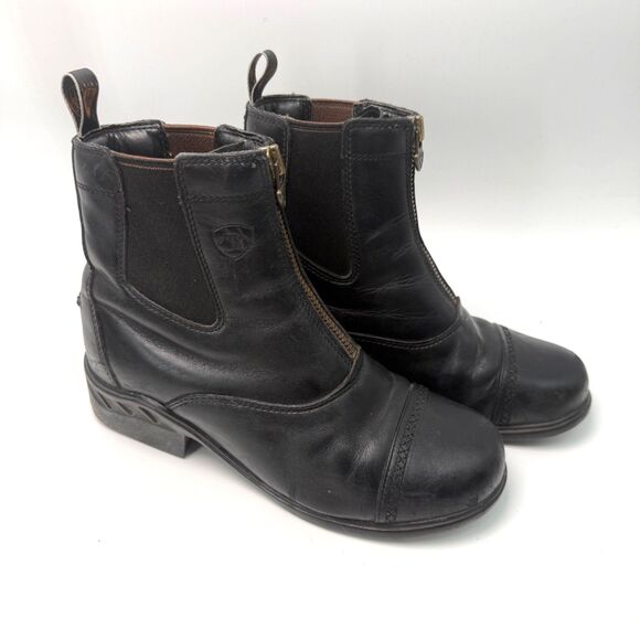 Ariat Women's 9B Heritage RT Zip Paddock Boot Riding Black Leather - Picture 1 of 11